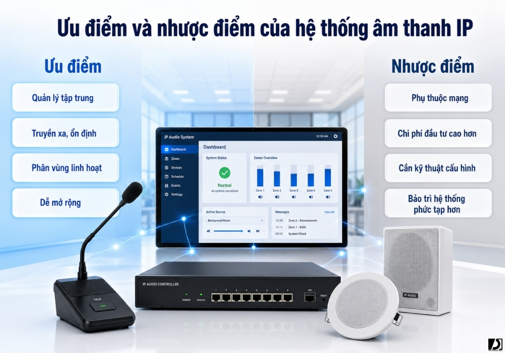 Ưu điểm và nhược điểm của hệ thống âm thanh IP
