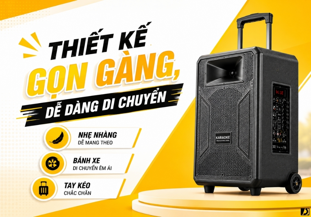 Thiết kế gọn gàng, dễ dàng di chuyển