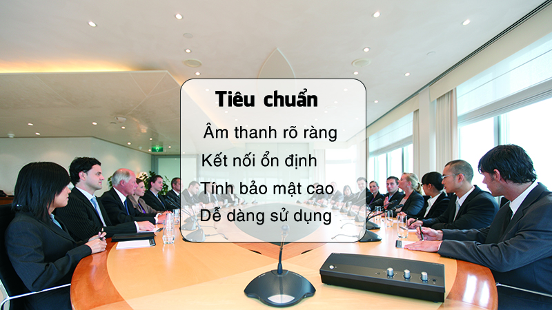 Âm thanh phòng họp đạt tiêu chuẩn cần có: âm thanh rõ ràng, kết nối ổn định, tính bảo mật cao,... Âm thanh phòng họp đạt tiêu chuẩn cần có: âm thanh rõ ràng, kết nối ổn định, tính bảo mật cao,...