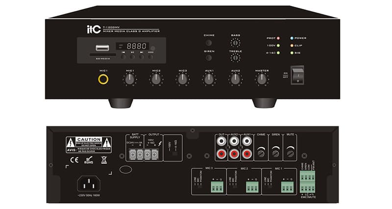 Amply ITC T-120DMV thiết kế sang trọng, hiện đại, tích hợp nhiều tính năng nổi bật