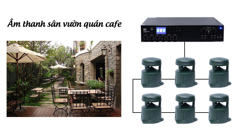 Dàn âm thanh cho quán cafe sân vườn với diện tích 200m2