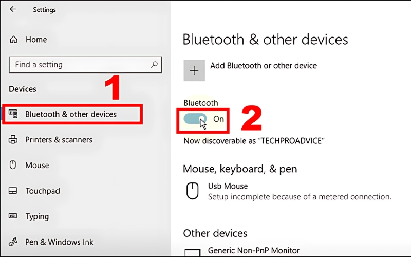 Thực hiện bật Bluetooth trên máy tính